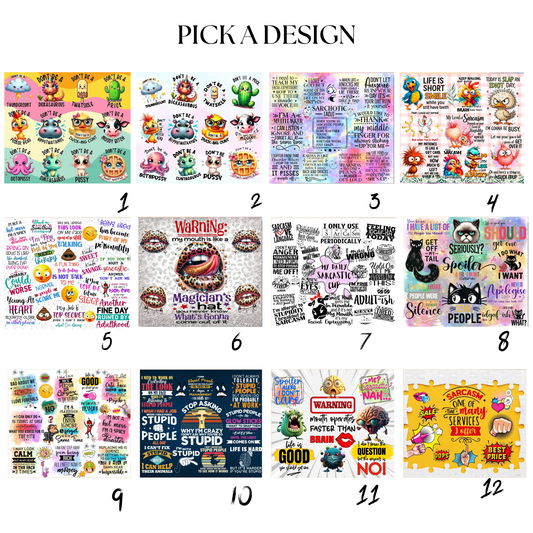 Sarcastic Tumbler Designs Funny Perfect Gift for a Friend or Partner image 1