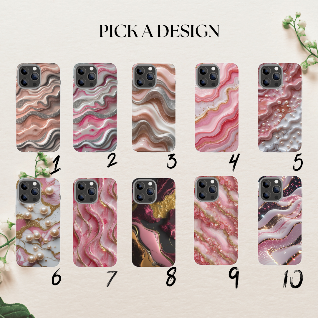 Pink Marble Case for iPhone 16, 15, 14, 13, 12, 11, Samsung Galaxy S24, S23 image 2