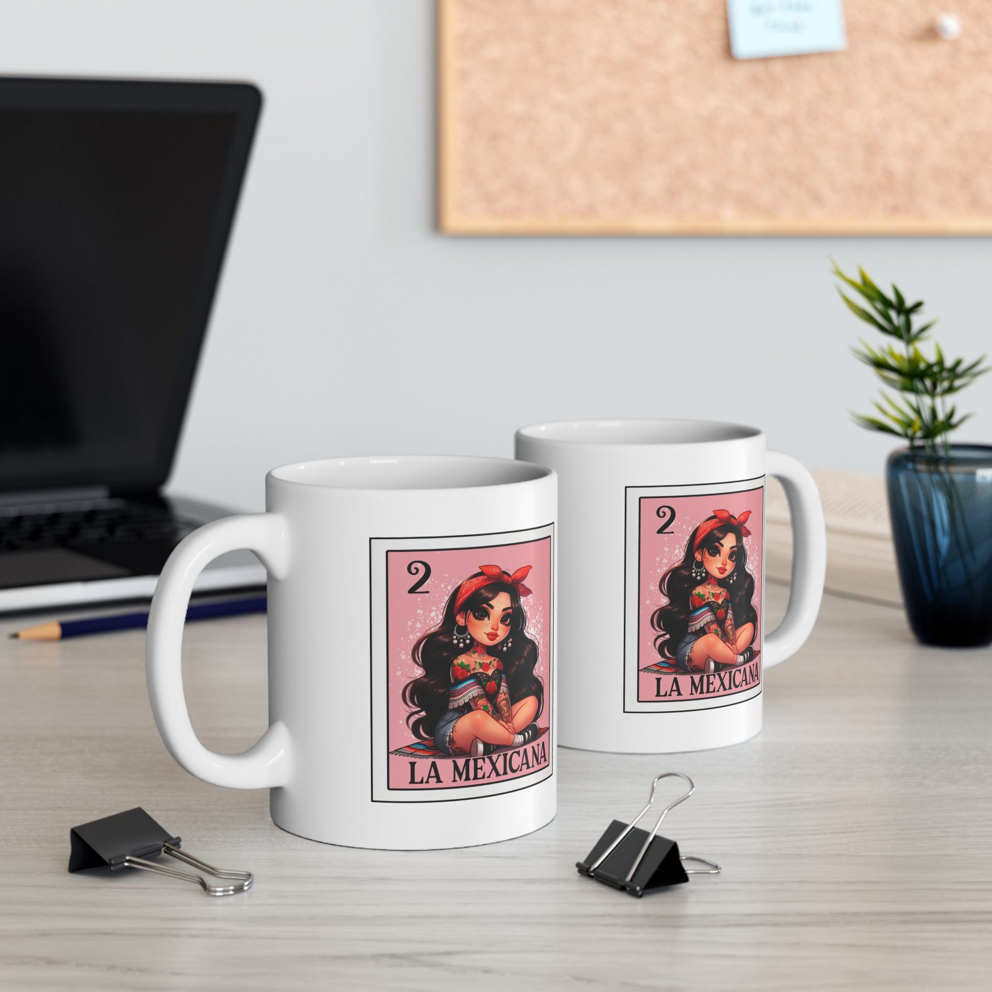 Chibi Girl Lotería Card Mug – Spanish Coffee Cup, la mexicana or la gordita Gift image 0