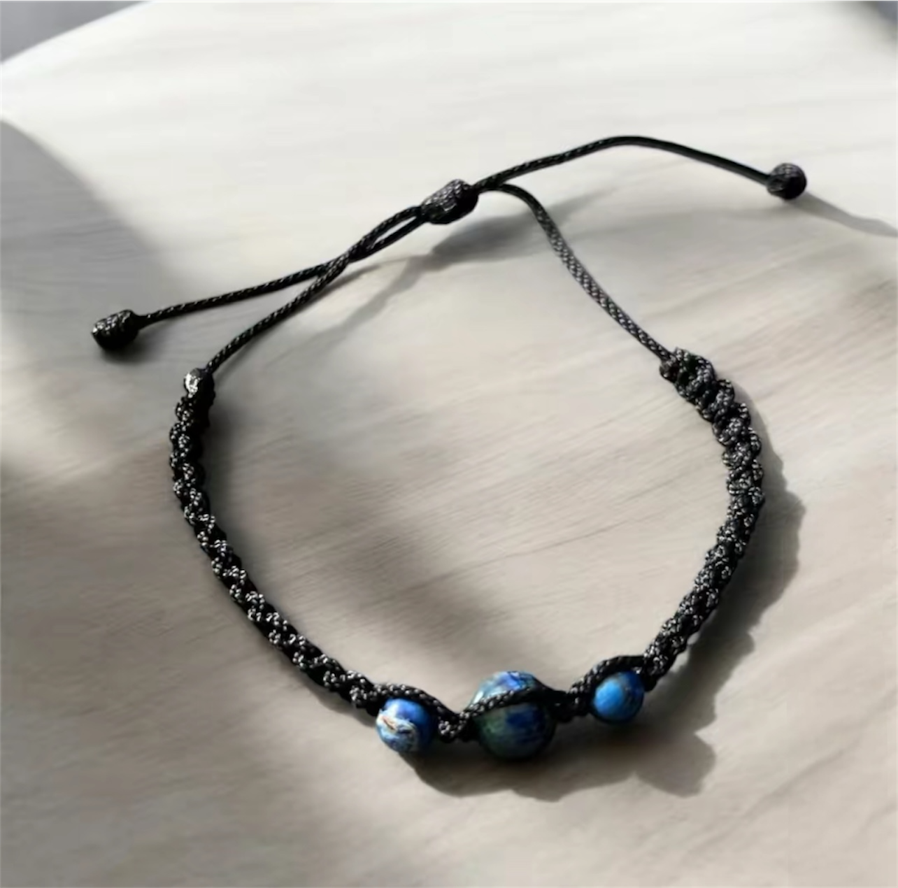 Blue agate bracelet, blue agate gemstone beaded bracelet, gift for friend, gift  image 3