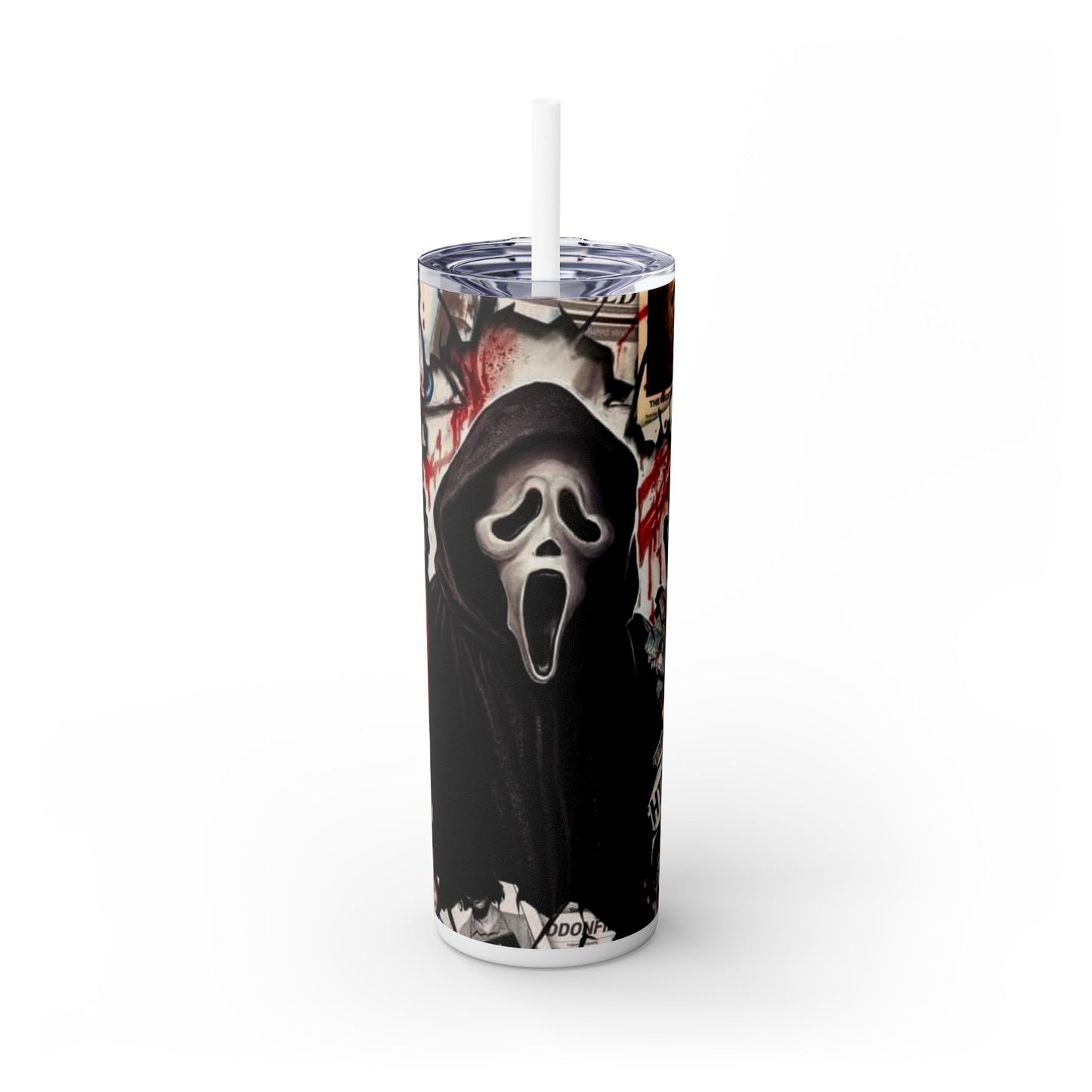 Ghost Face & Graveyard Halloween Design with Blood Splatter and Knives Unique image 0
