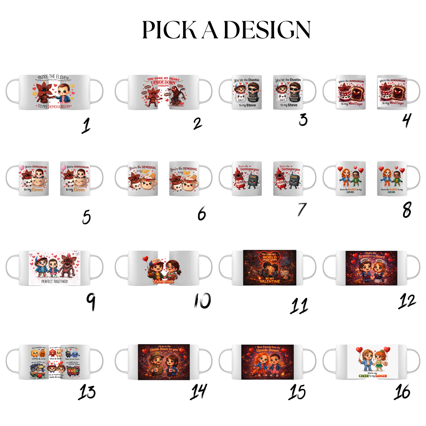 Chibi “Stranger Love” Valentine mugs, perfect for a friend or partner image 1