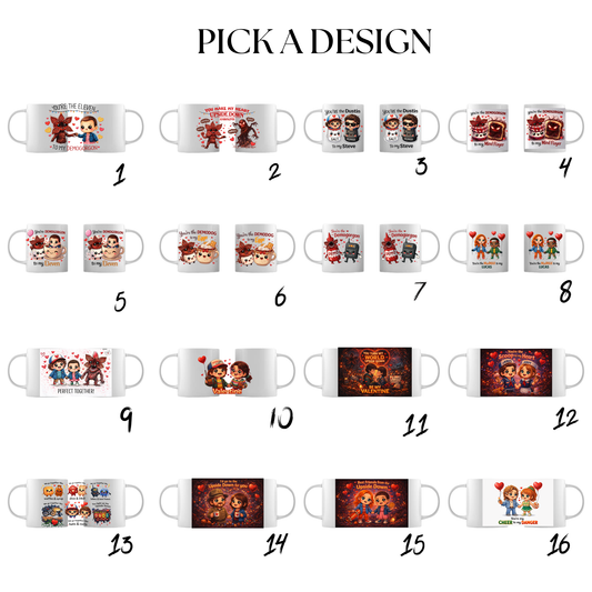 Chibi “Stranger Love” Valentine mugs, perfect for a friend or partner image 1