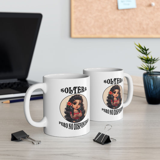 Loteria card en espanol mug, Cute soltera pero responsable mug, Spanish Design image 0