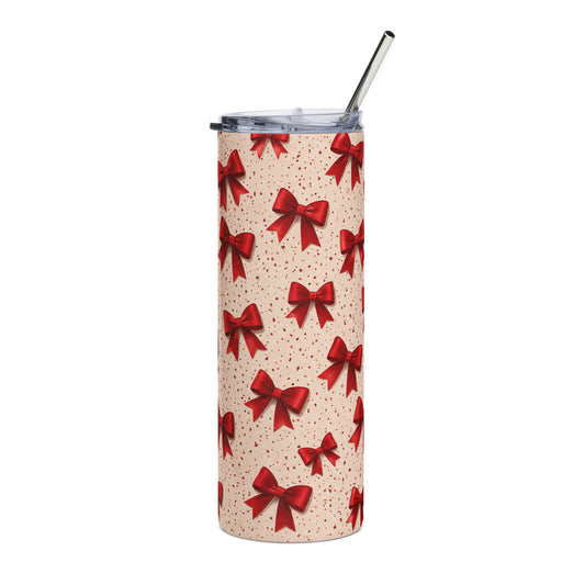Red Bow Tumbler | Coquette Aesthetic Handmade Cup image 0