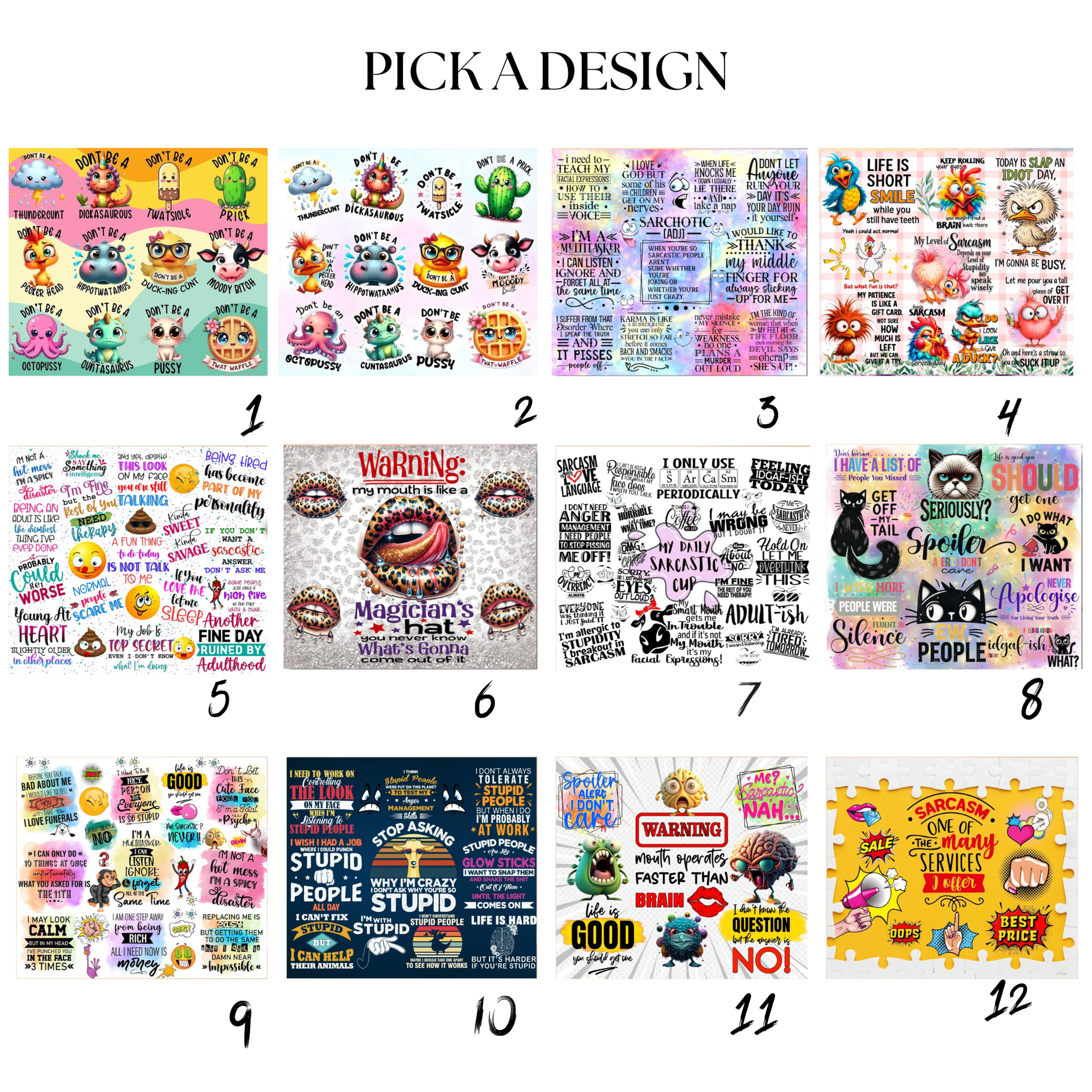 Sarcastic Tumbler Designs Funny Perfect Gift for a Friend or Partner image 1