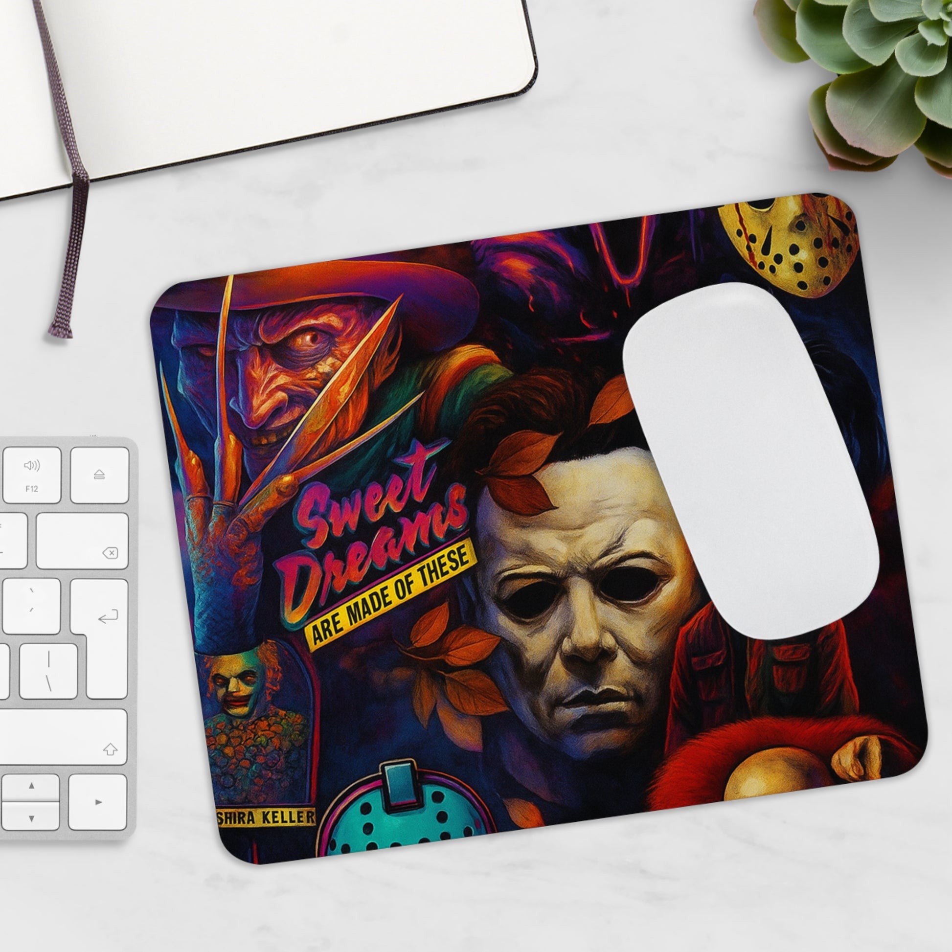 Horror Mousepad Michael Myers Ghost Face & Graveyard Halloween Design with Blood image 2