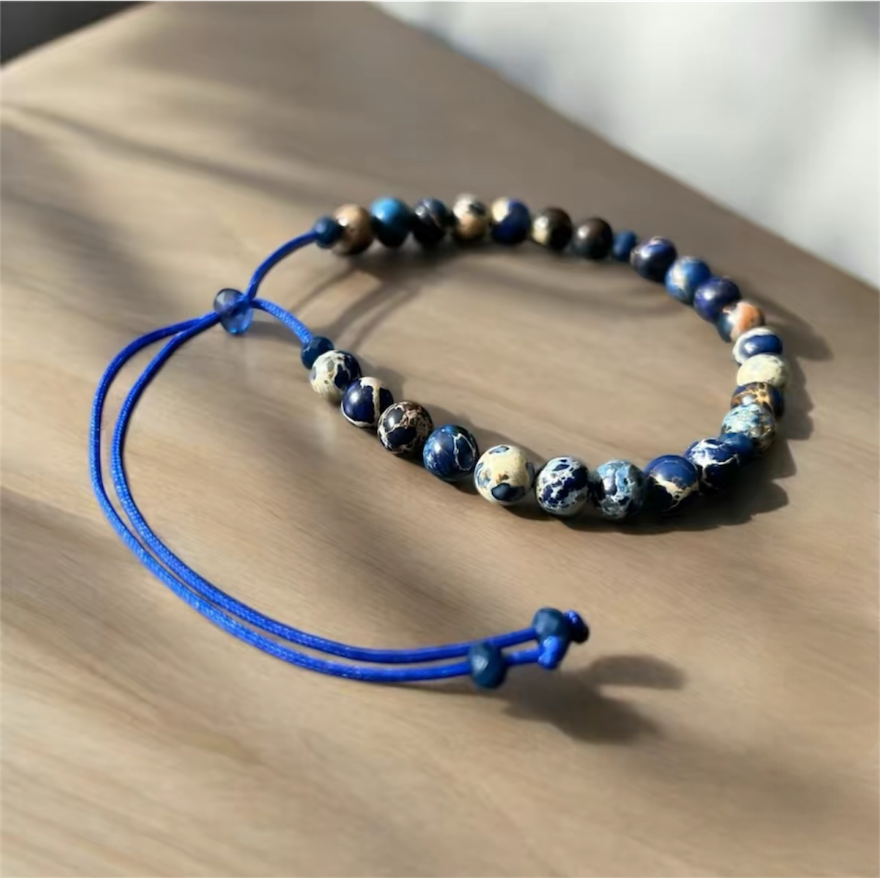 Lapis stone bracelet, lapis gemstone beaded bracelet, gift for friend image 1