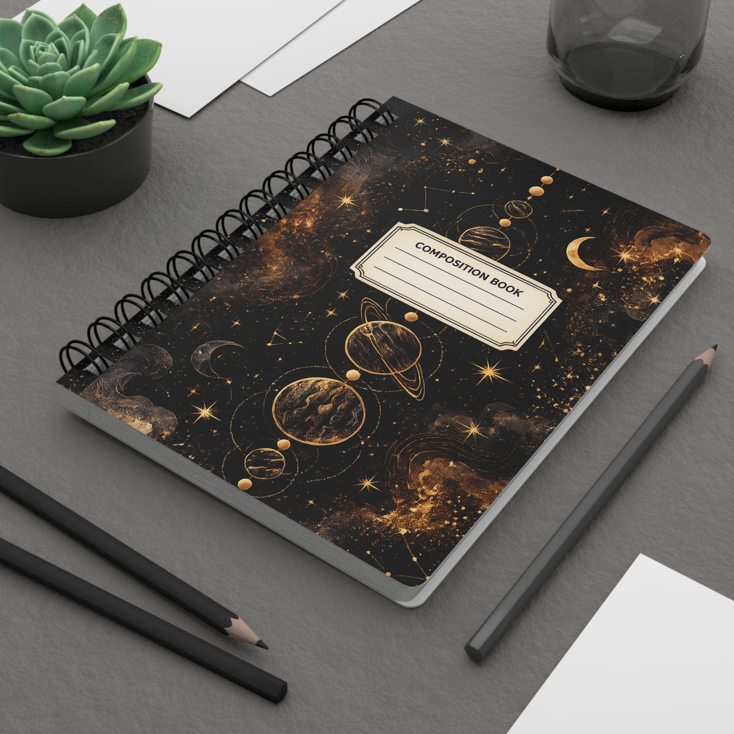 Celestial Spiral Notebook | Moon & Stars Journal | Astrology Aesthetic Notebook