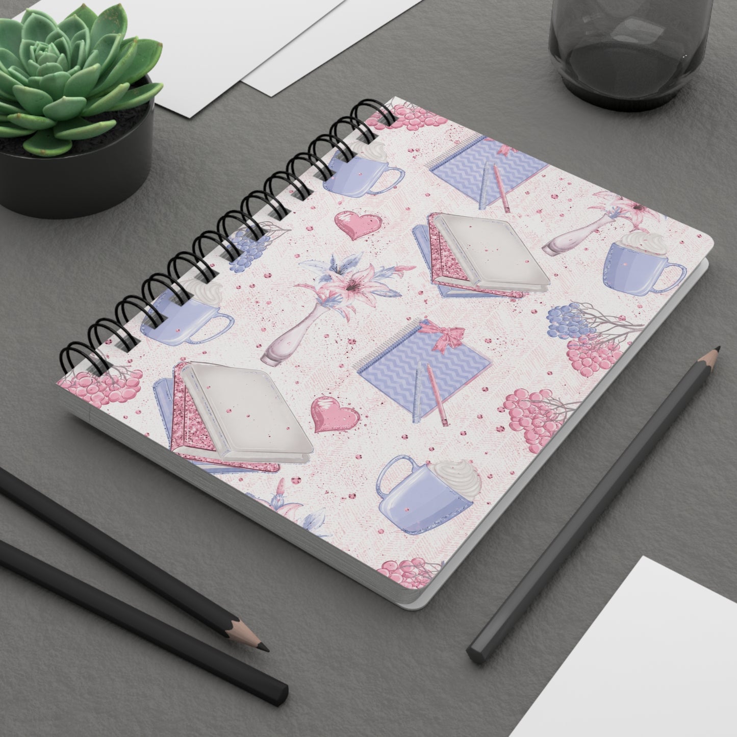 Cozy Book Lover Spiral Notebook | Reading Journal | Bookish Aesthetic Notebook | Floral Hardcover Journal | Vintage Reader Gift