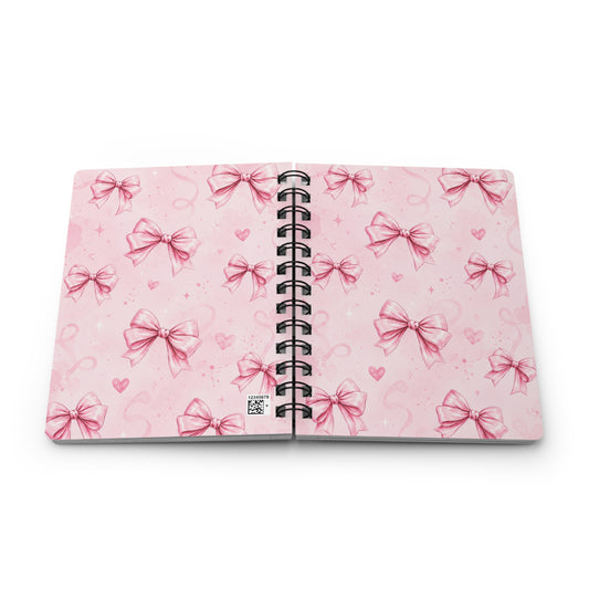 Pink Coquette Bow Notebook | Cute Aesthetic Spiral Journal