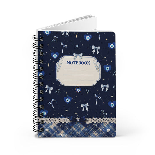 Blue Evil Eye Spiral Notebook | Aesthetic Journal | Greek Mati Notebook | Cute College & School Notebook | Hardcover Journal