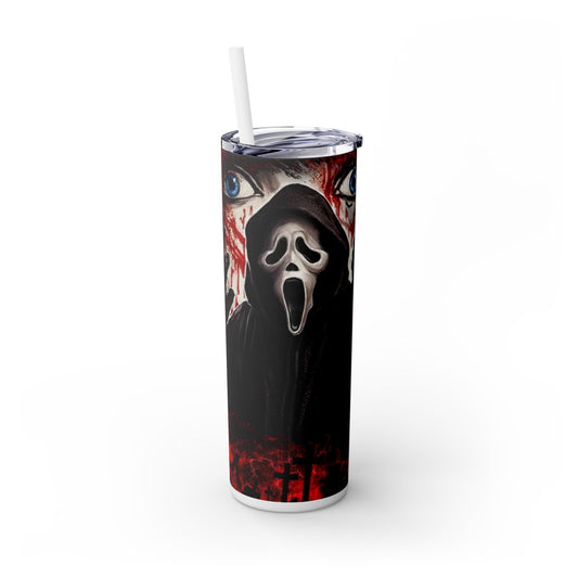 Ghost Face &amp; Graveyard Halloween Design with Blood Splatter and Knive image 0