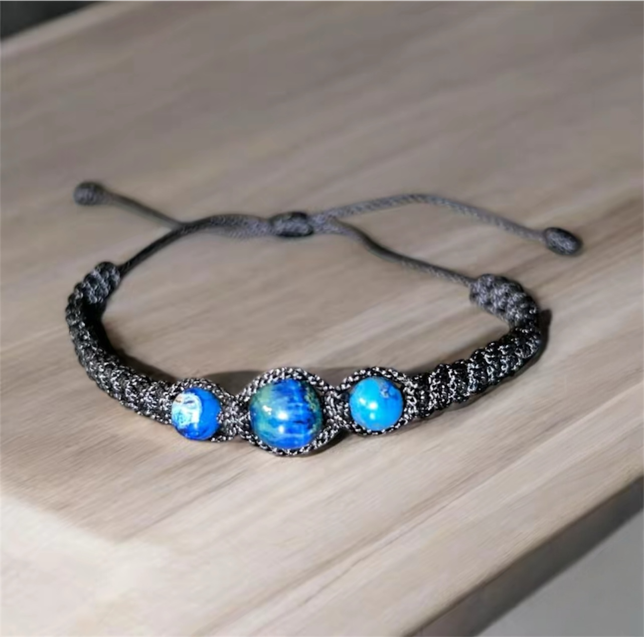 Blue agate bracelet, blue agate gemstone beaded bracelet, gift for friend, gift  image 0
