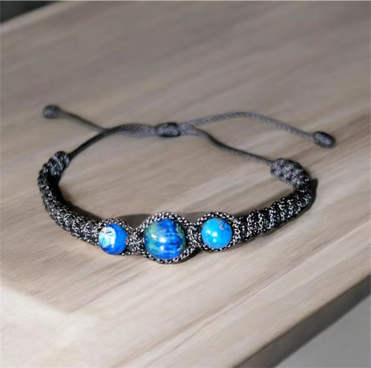 Blue agate bracelet, blue agate gemstone beaded bracelet, gift for friend, gift  image 0
