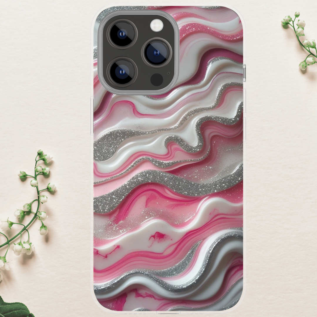 Pink Marble Case for iPhone 16, 15, 14, 13, 12, 11, Samsung Galaxy S24, S23 image 1