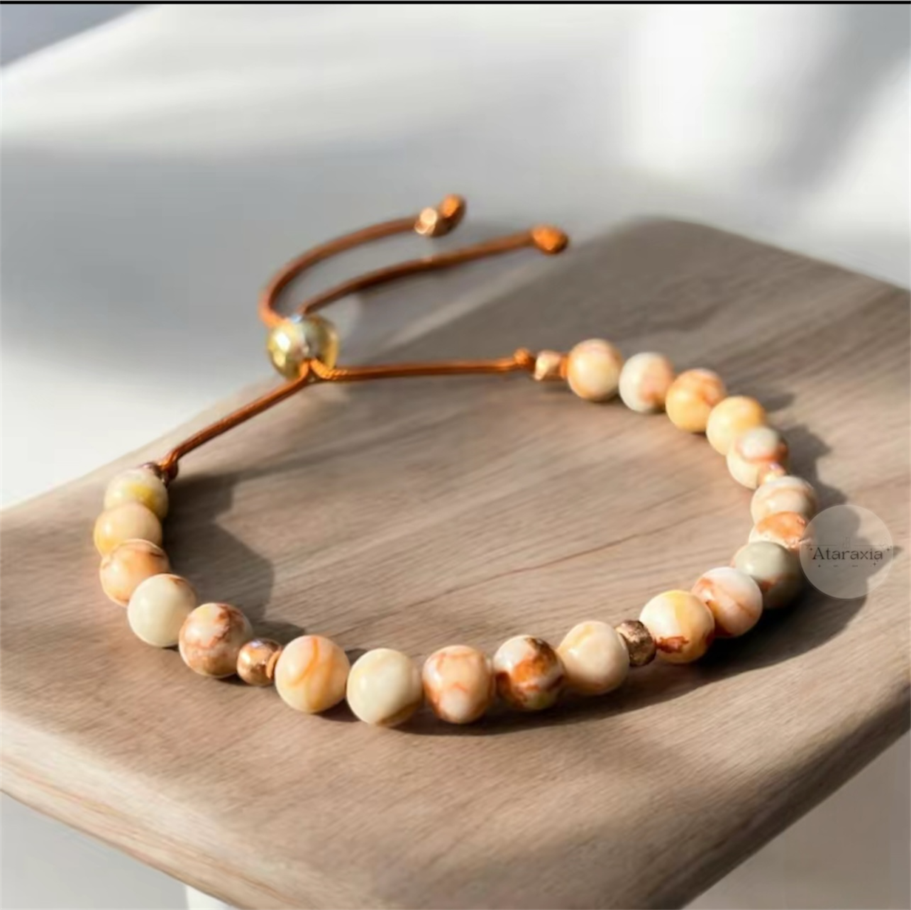 Honey onyx bracelet, honey onyx gemstone beaded bracelet, gift for friend, gift  image 0