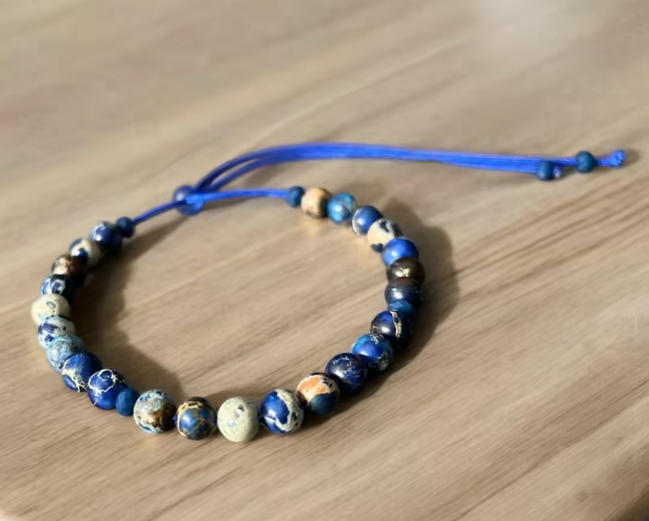 Lapis stone bracelet, lapis gemstone beaded bracelet, gift for friend image 0