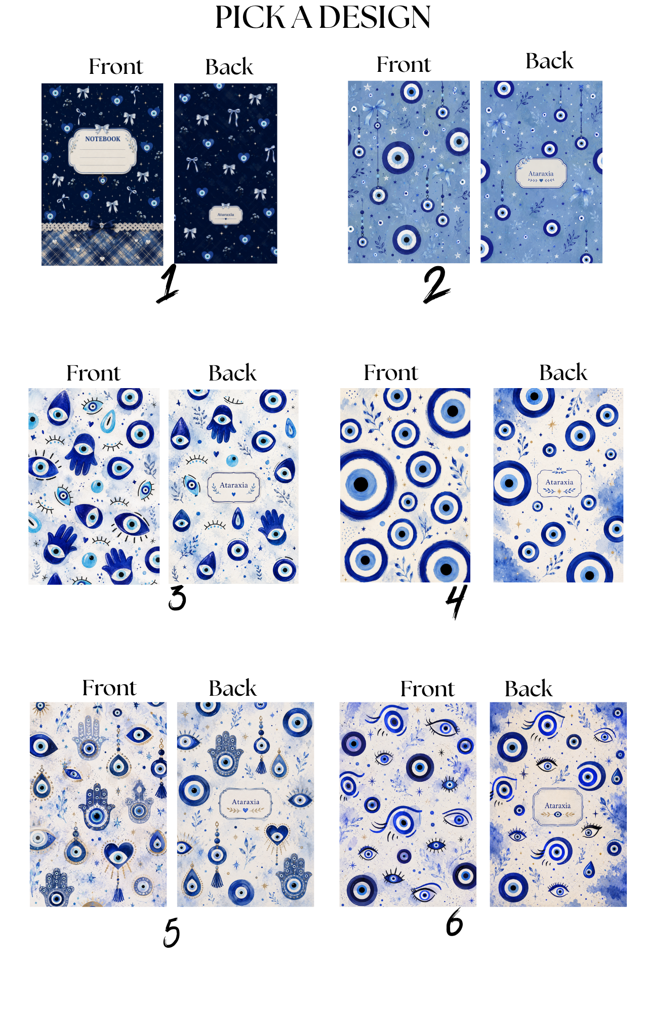 Blue Evil Eye Spiral Notebook | Aesthetic Journal | Greek Mati Notebook | Cute College & School Notebook | Hardcover Journal