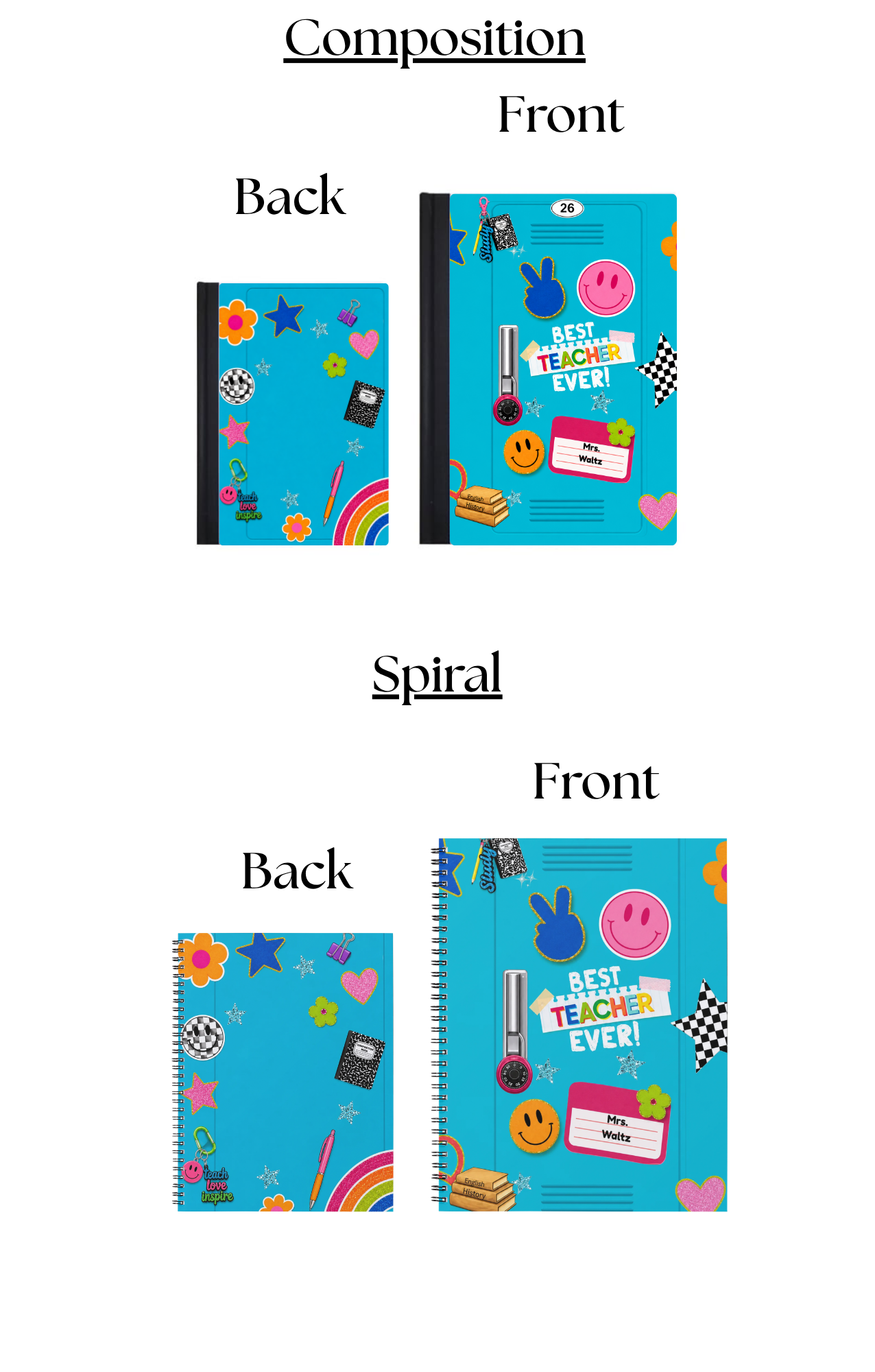 Personalized Best Teacher Notebook | Custom Teacher Appreciation Journal