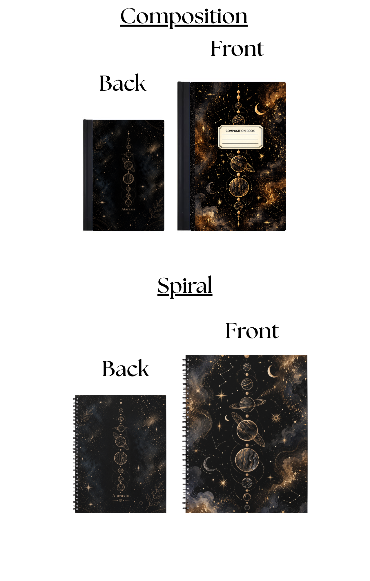 Celestial Spiral Notebook | Moon & Stars Journal | Astrology Aesthetic Notebook