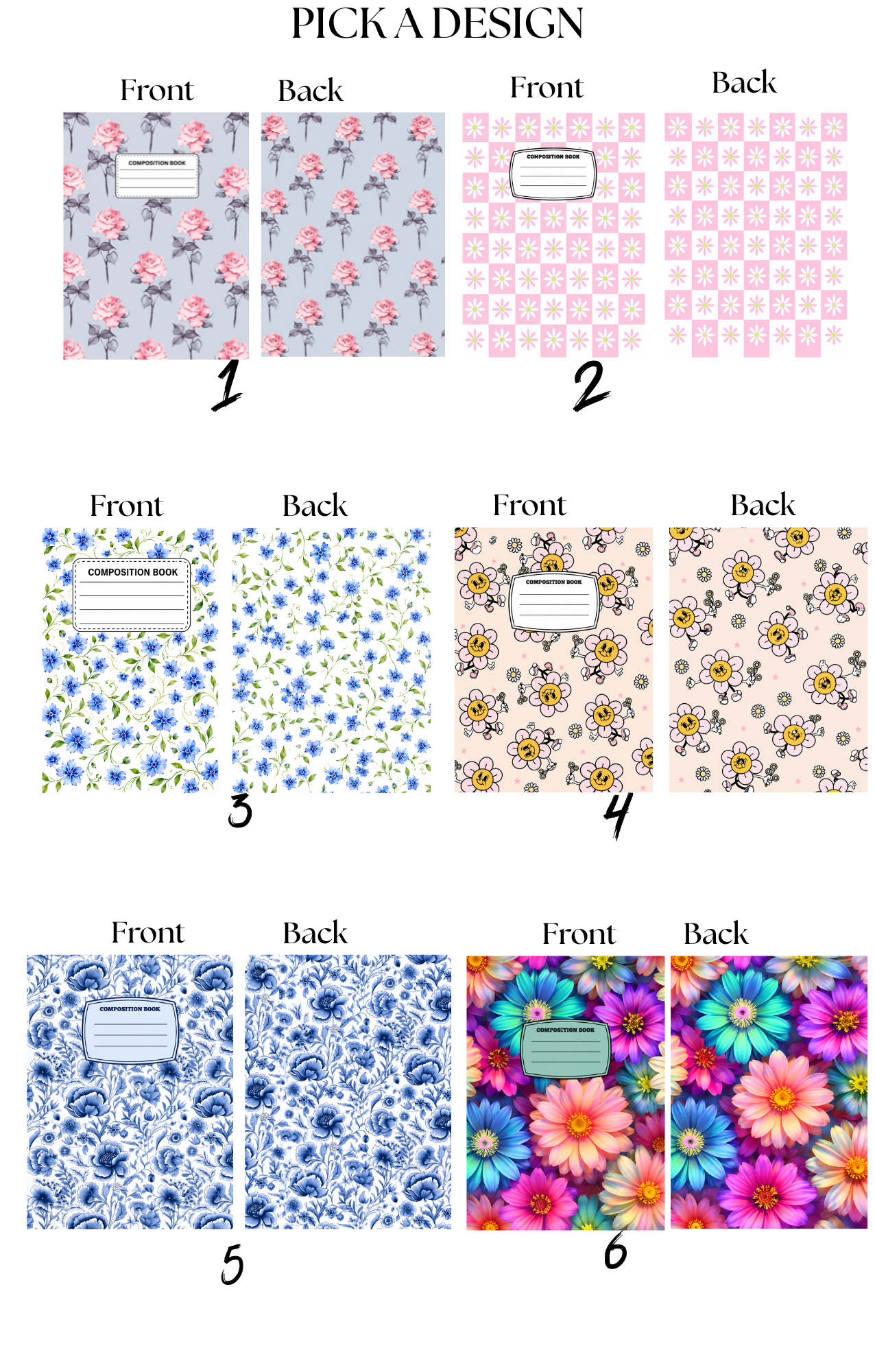 Floral Composition Notebook | Cute Flower Pattern Journal for School