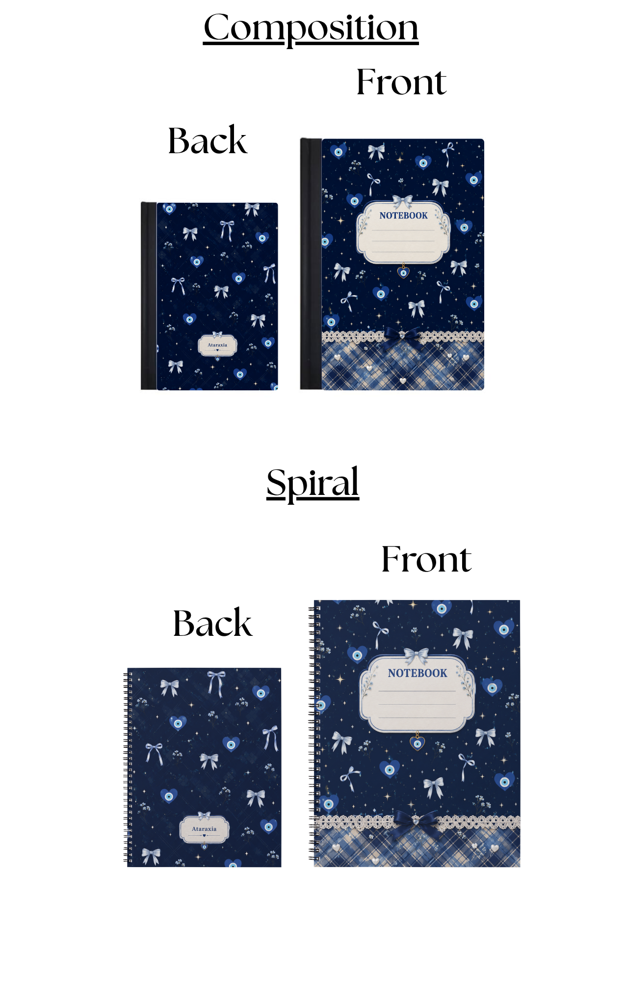 Blue Evil Eye Spiral Notebook | Aesthetic Journal | Greek Mati Notebook | Cute College & School Notebook | Hardcover Journal