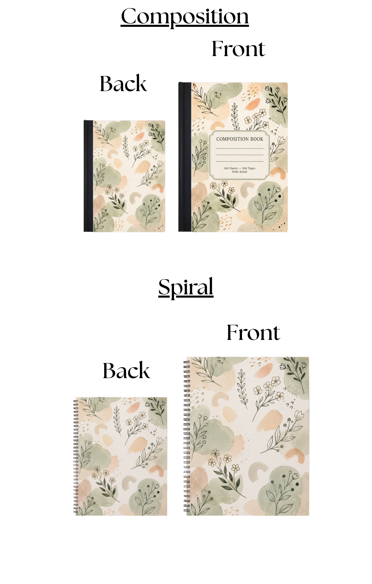 Botanical Composition Notebook | Inspirational Journal with Pastel Design